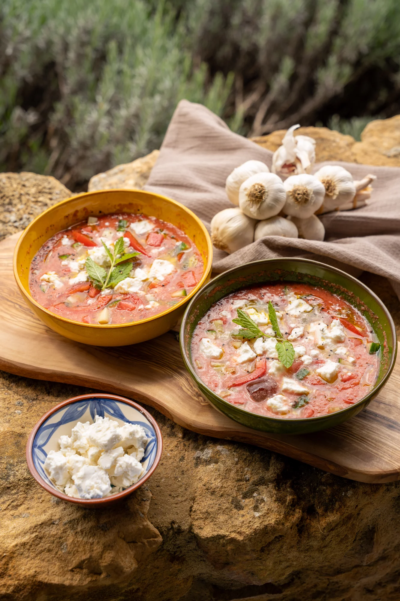 Gazpacho met watermeloen en munt-salsa verde