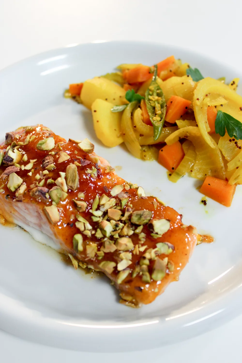 Zalm met mangochutney