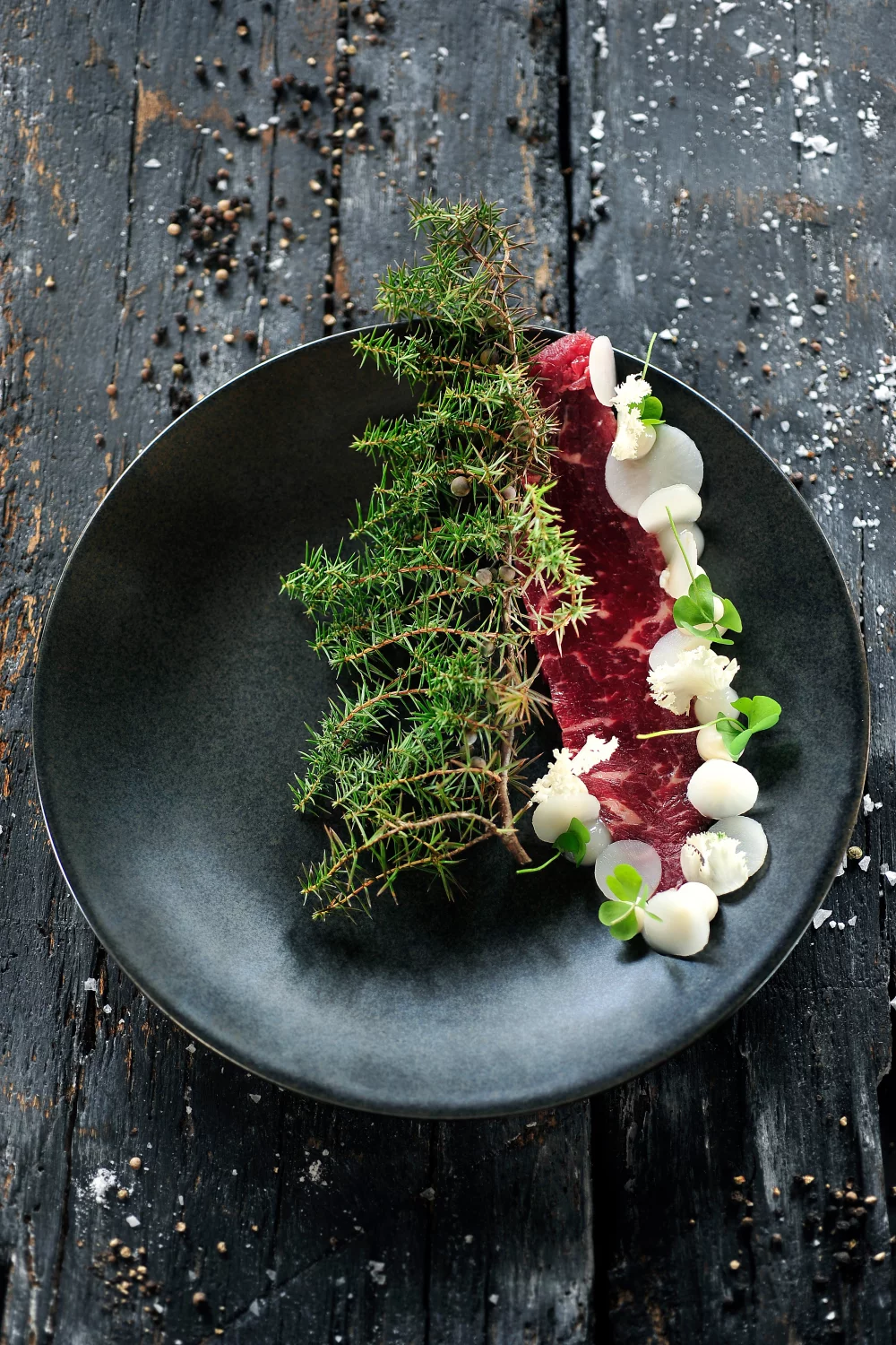 Entrecote met aardpeer en bergamot