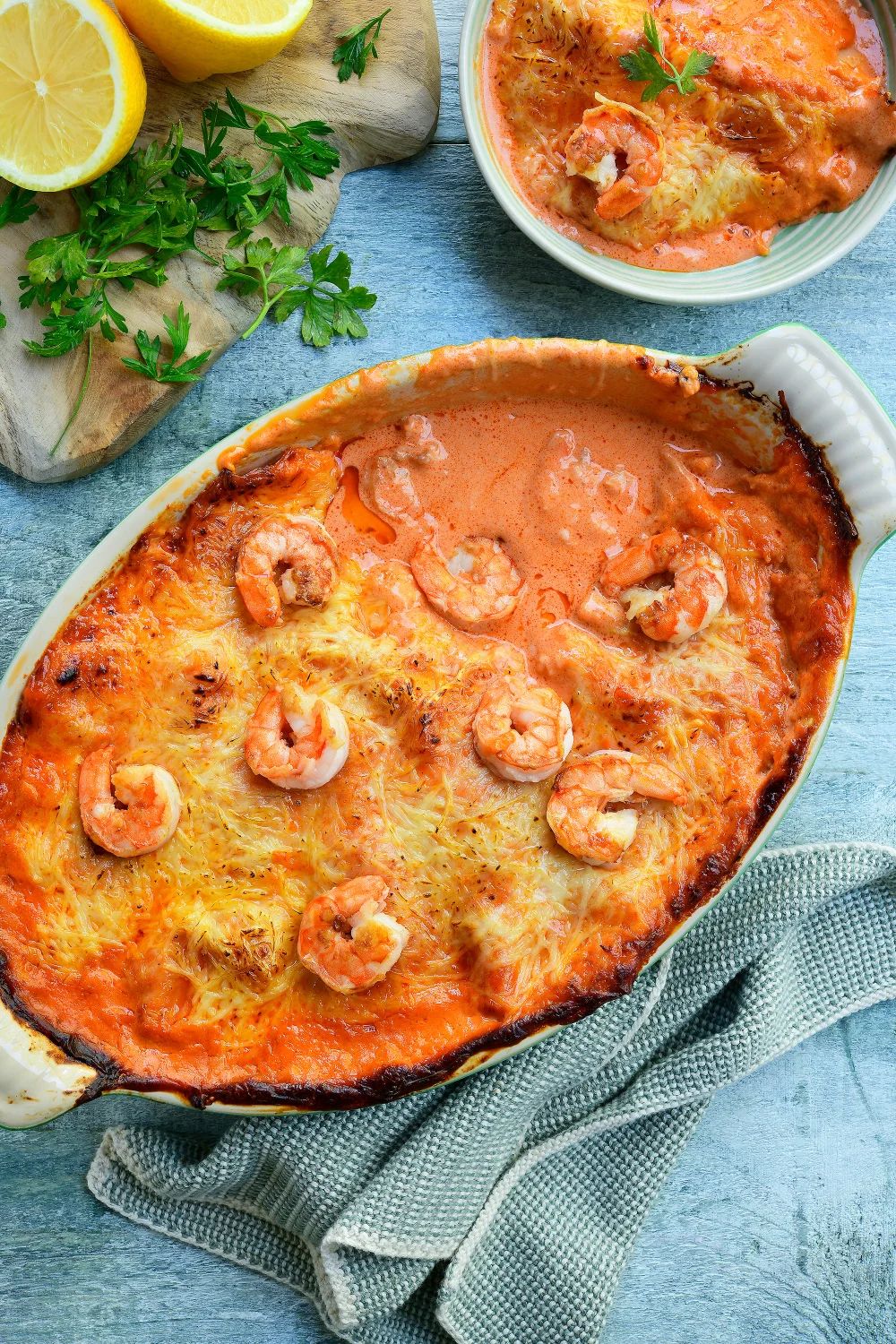 Lasagne met scampi en gerookte zalm