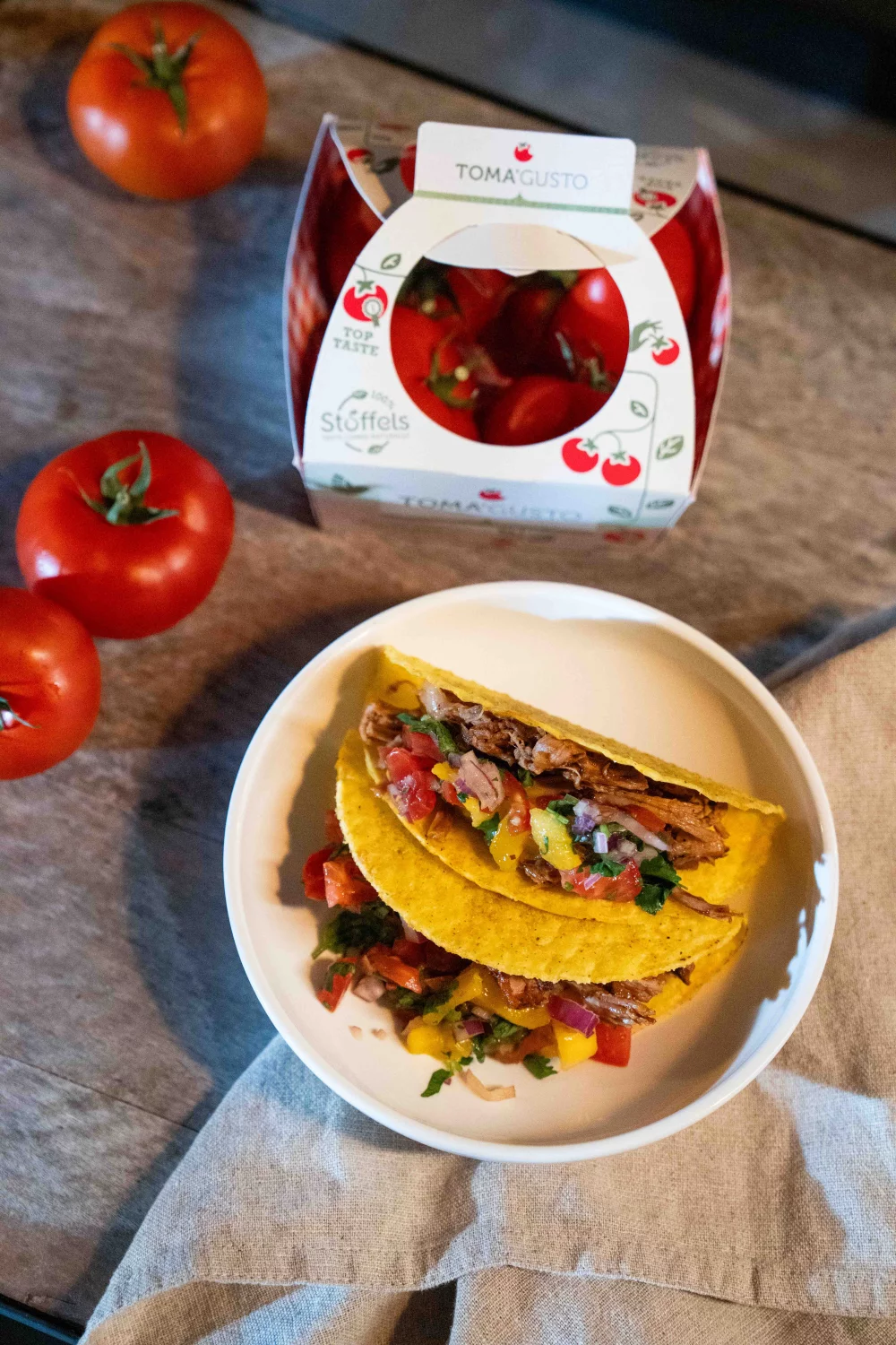 Taco's met pulled pork en mango pico de gallo