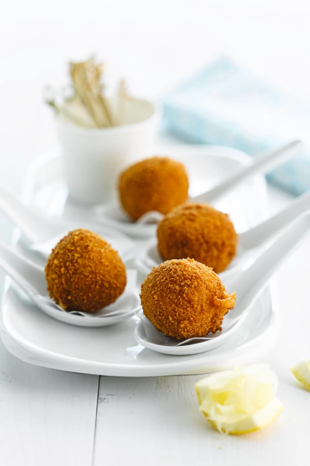 Garnaalkroketjes op een lepeltje