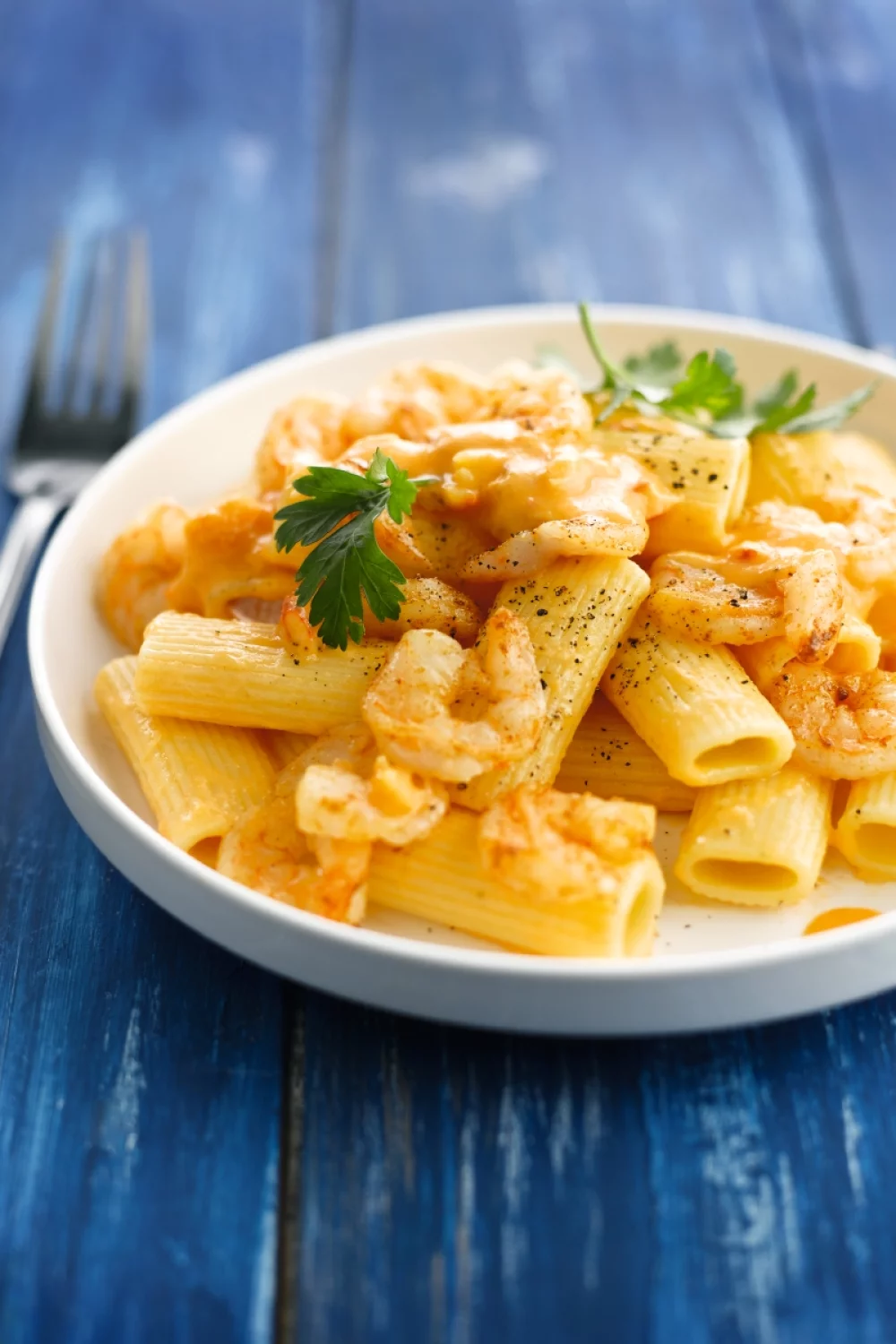 Rigatoni met scampi's en kreeftensaus
