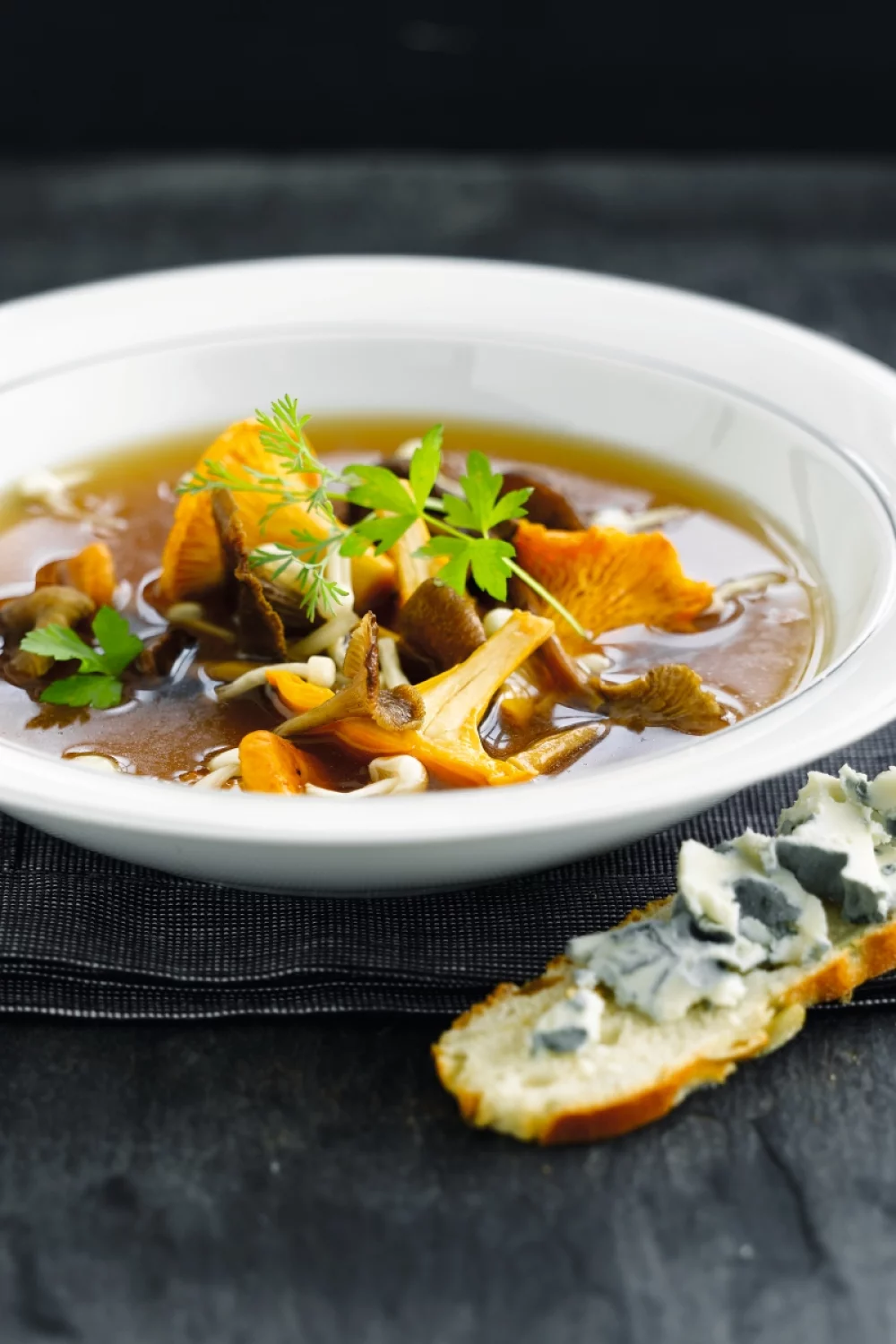 Bouillon van bospaddenstoelen