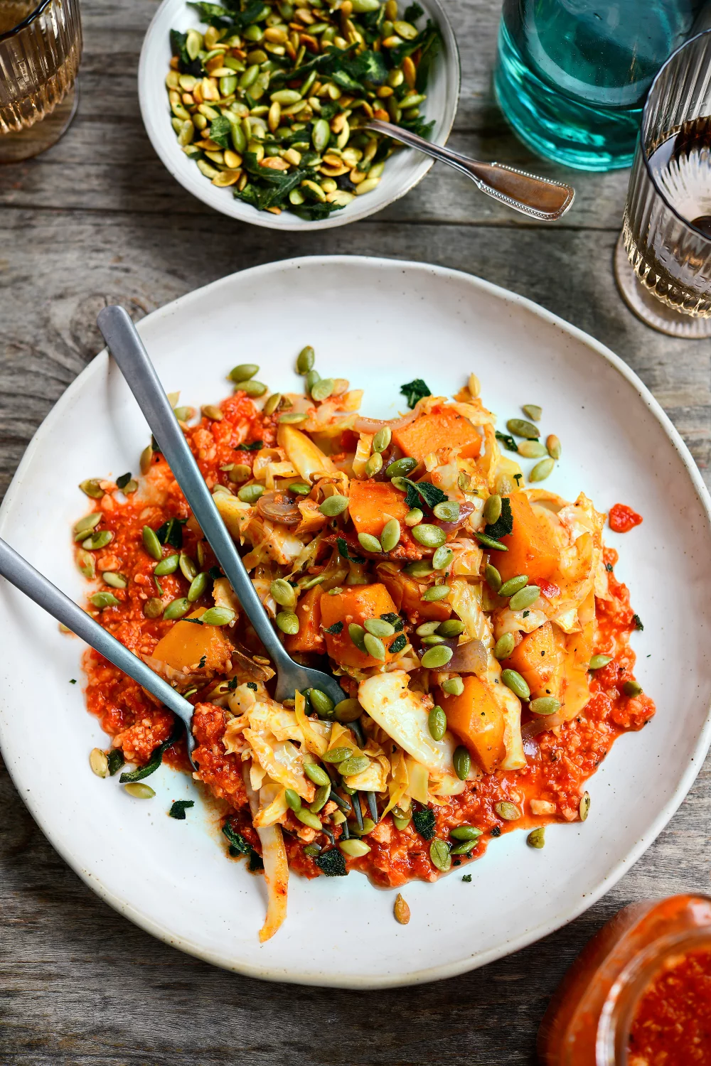 Gegrilde groenten met romesco saus