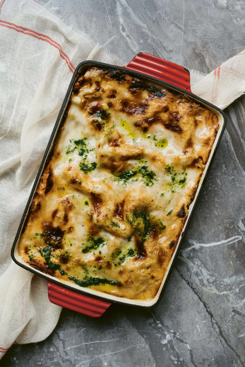 Vegan pompoenlasagne met champignons