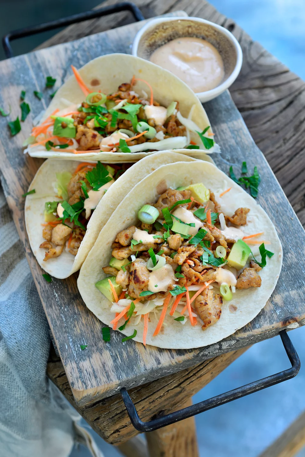 Taco's met kippengehakt en chipotle mayo