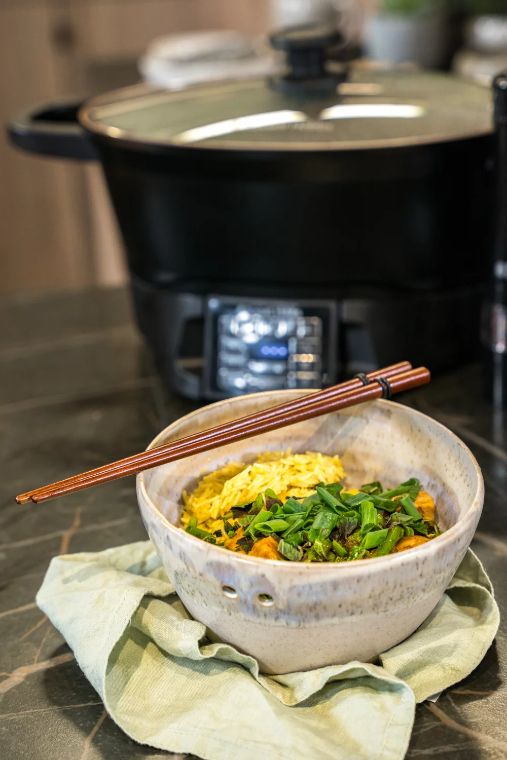 Kokosrijst met quorn en groentjes