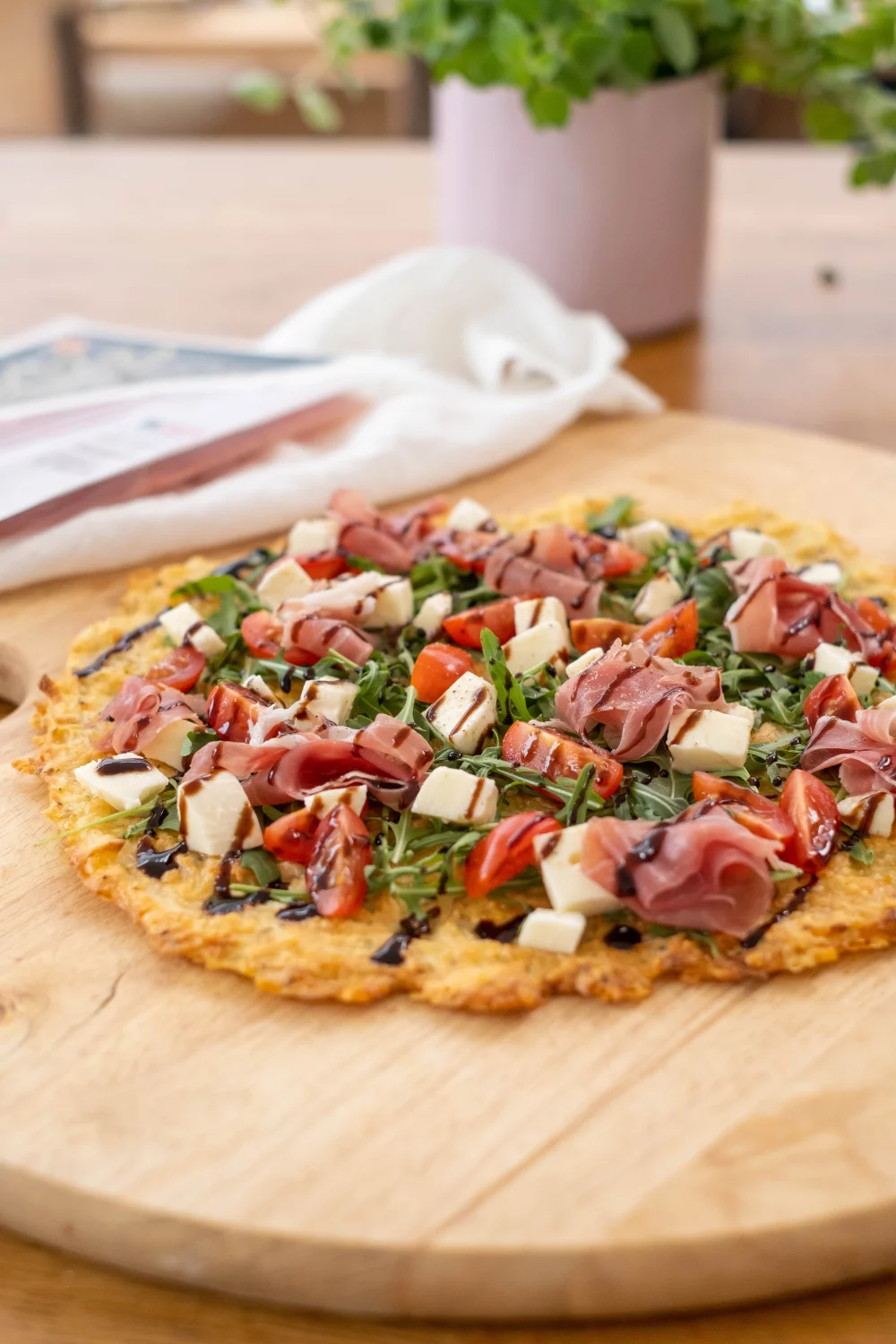 Aardappelpizza met Parmaham