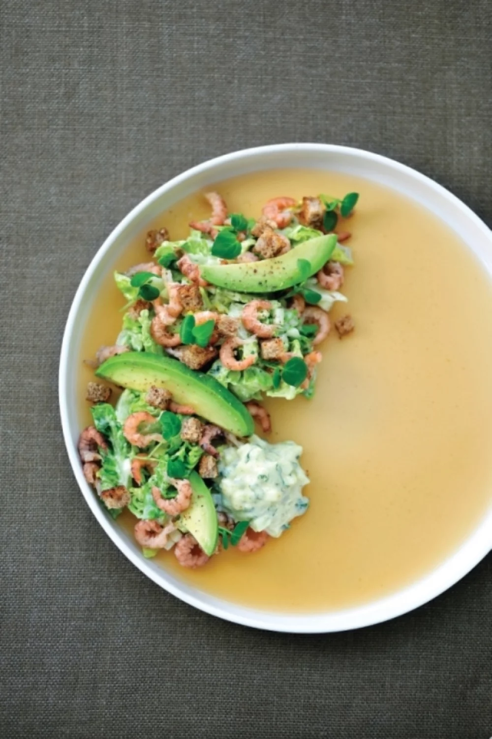 Salade met Noordzeegarnalen en currymayonaise
