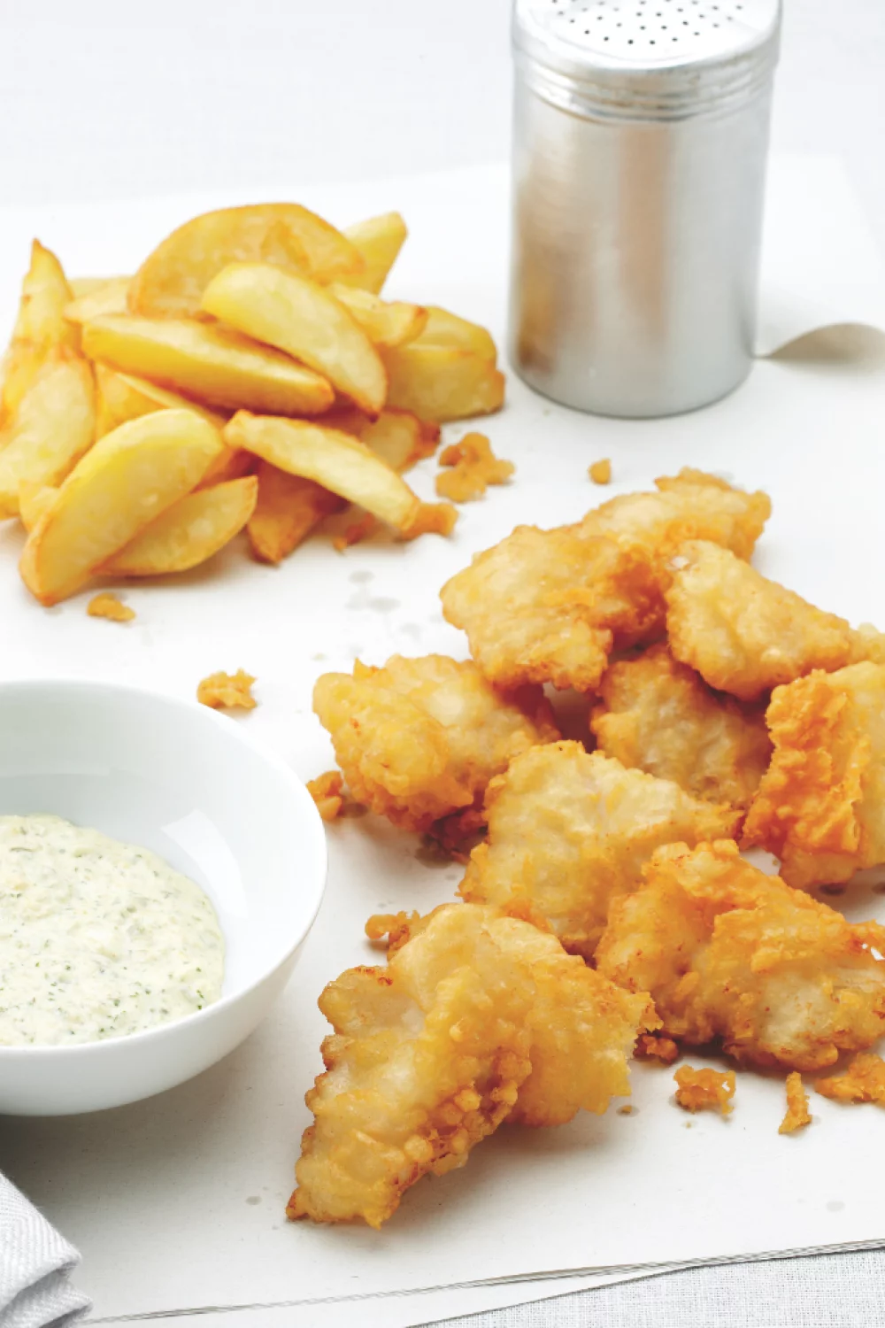 Fish en chips van leng met zelfgemaakte tartaar