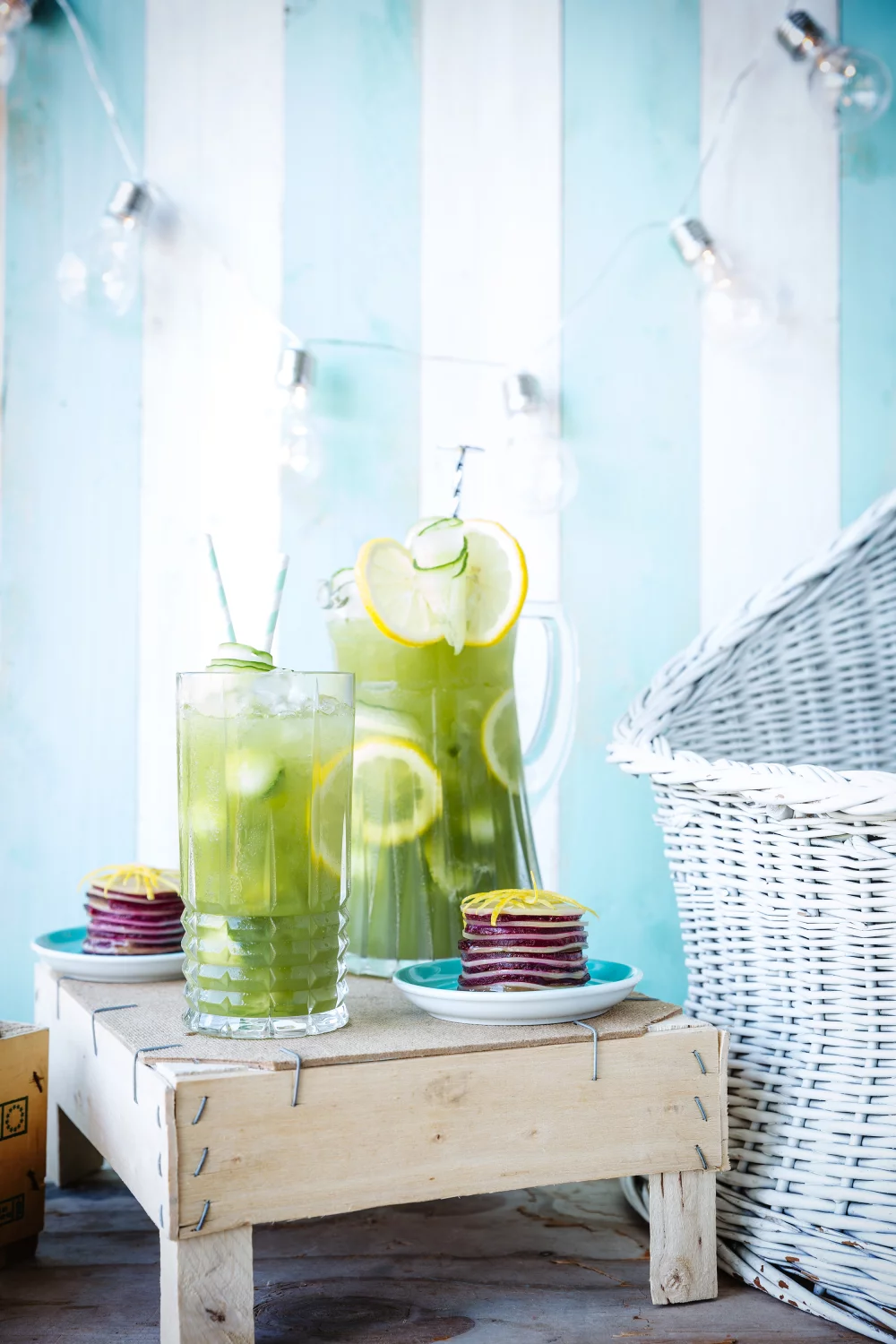 Cucumber lemonade & Millefeuille van biet en comté