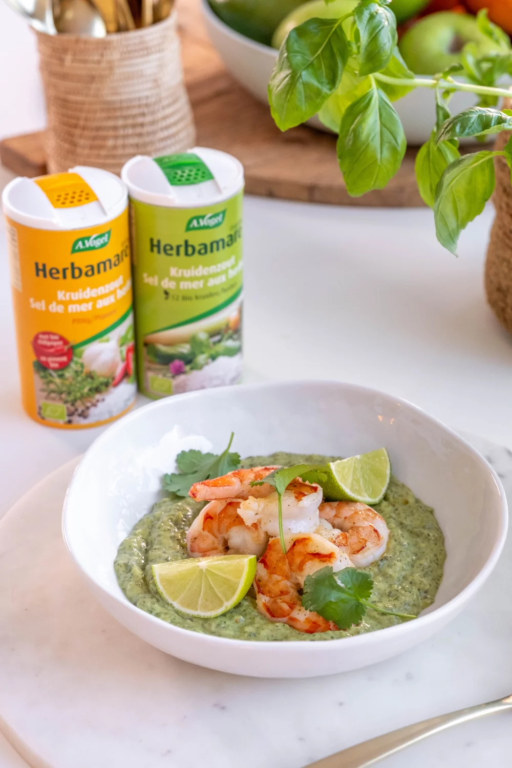 Scampi in groene salsa