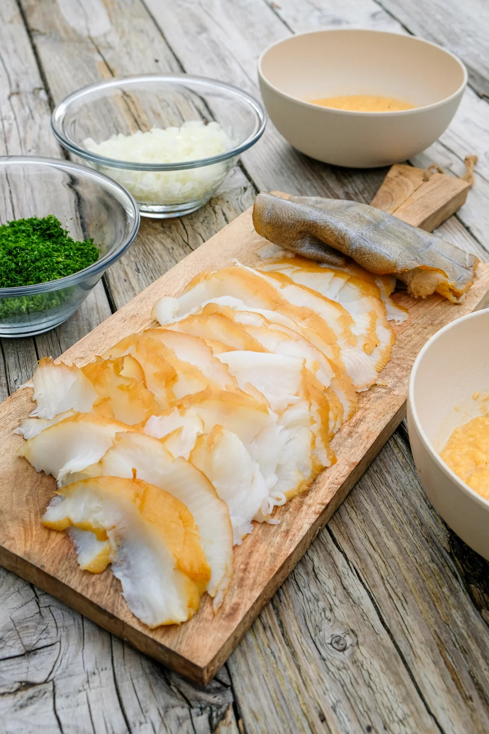 Gerookte heilbot met een zacht roereitje