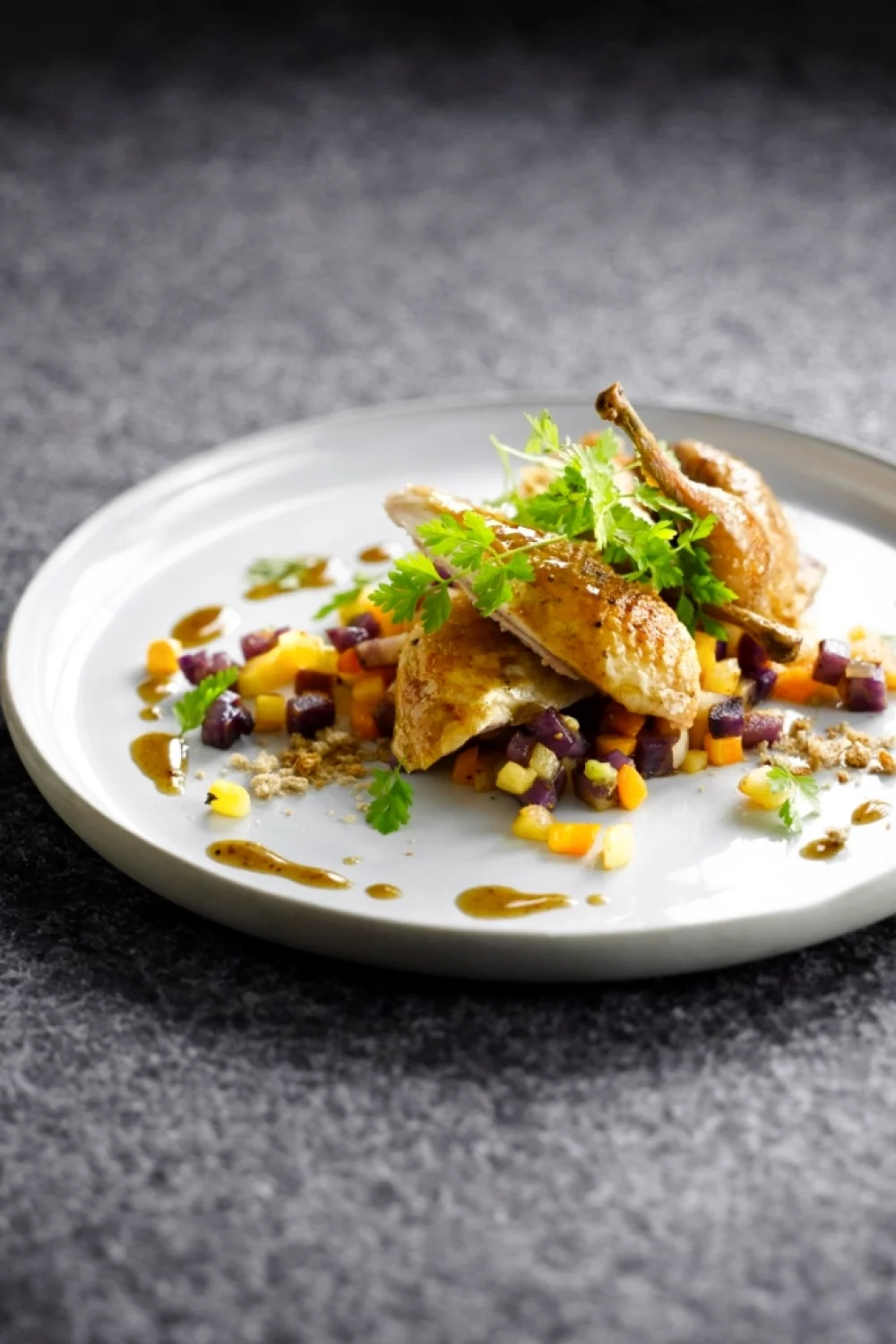 Ratatouille van wintergroenten met kwartel