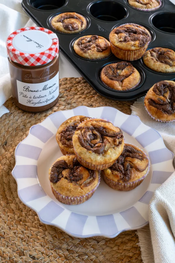 Bananenmuffins met hazelnootpasta