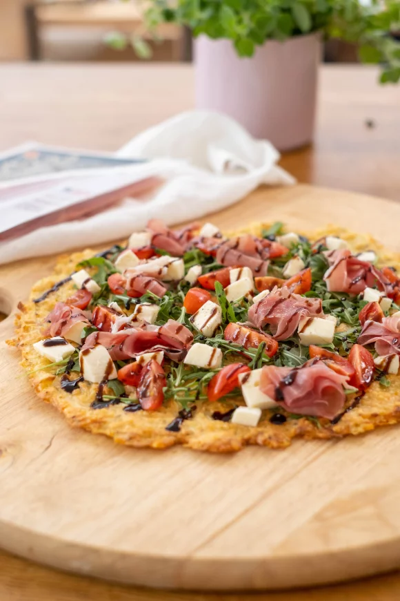 Aardappelpizza met Parmaham