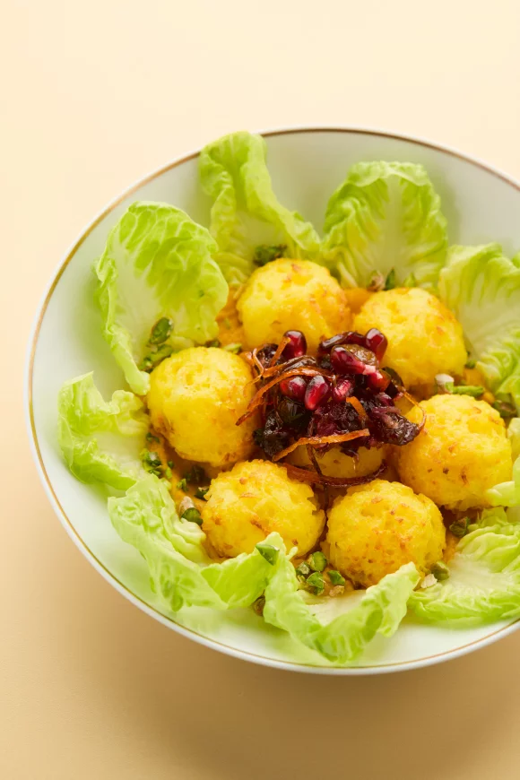 Crispy rice met aardappelspread 