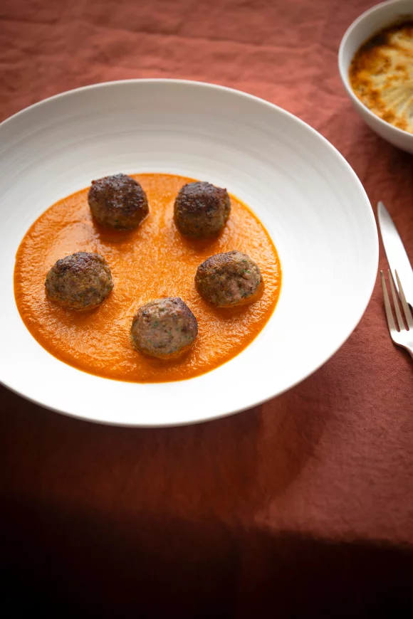 Gehaktballetjes in tomatensaus met puree