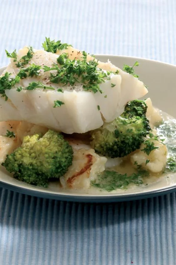 Kabeljauw met bloemkool en broccoli