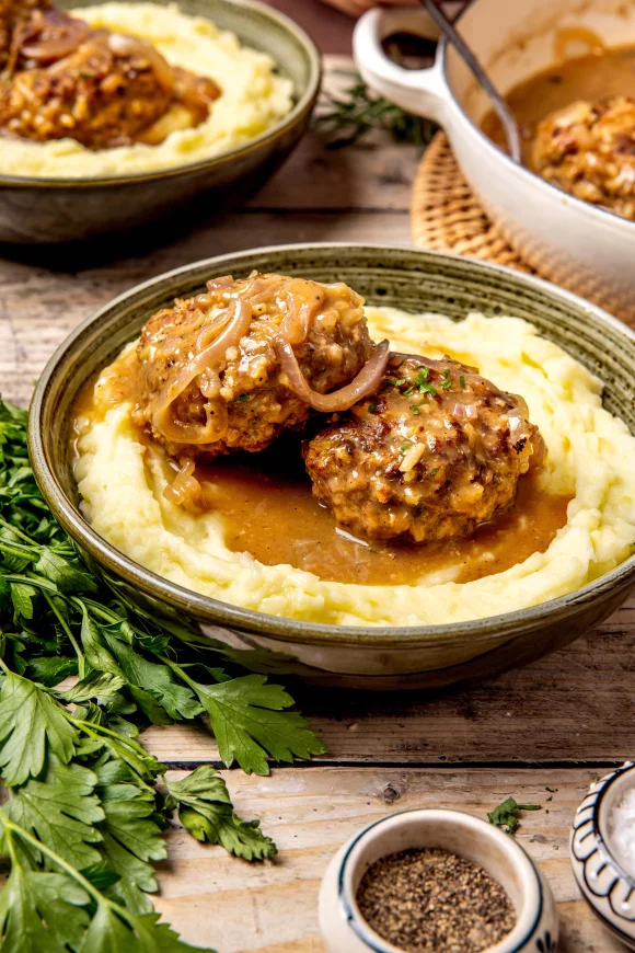 Groentepuree met vleessaus