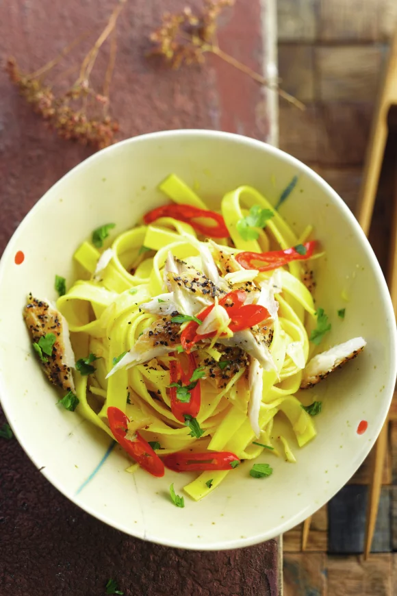 Pasta met gember en makreel