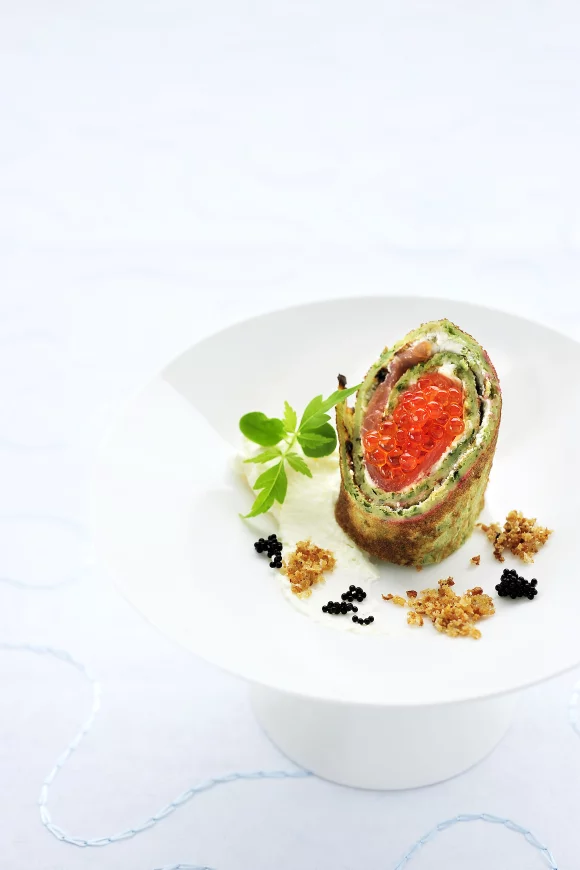 Kruidenpannenkoekjes met gerookte zalm
