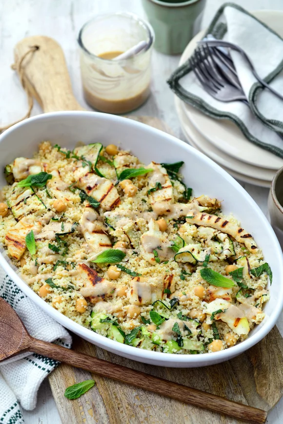 Bulgursalade met gegrilde halloumi