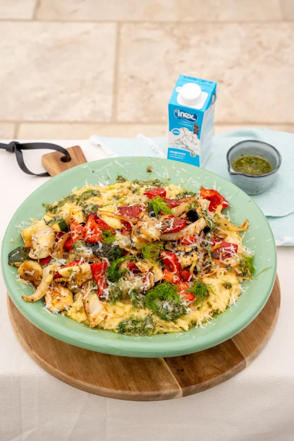 Gegrilde groenten à la plancha met romige orzo