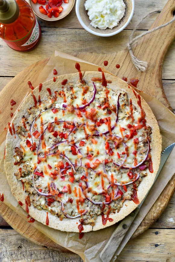 Wrap pizza met tonijn en cottage cheese