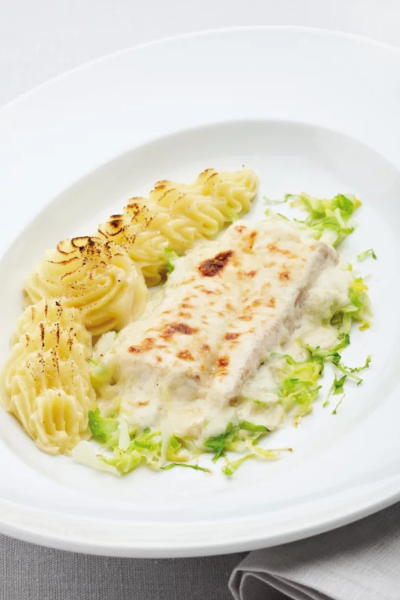 Gegratineerde heek met andijvie