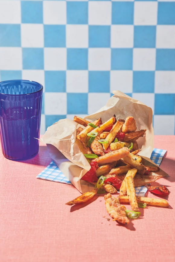 Kruidige kip met frietjes