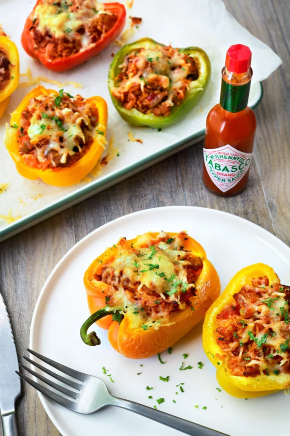 Gevulde paprika met gehakt en rijst