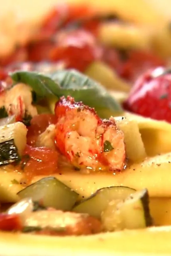 Open ravioli met kreeft