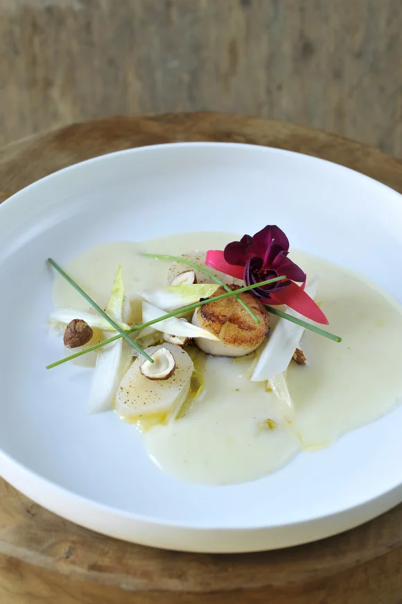 Soepje van aardpeer met coquilles