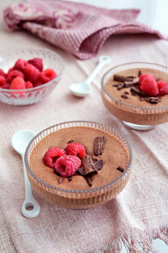 Chocolademousse met frambozen 