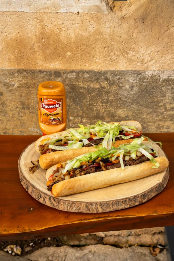 Messy mitraillette met smashed burger en gebakken aardappelblokjes