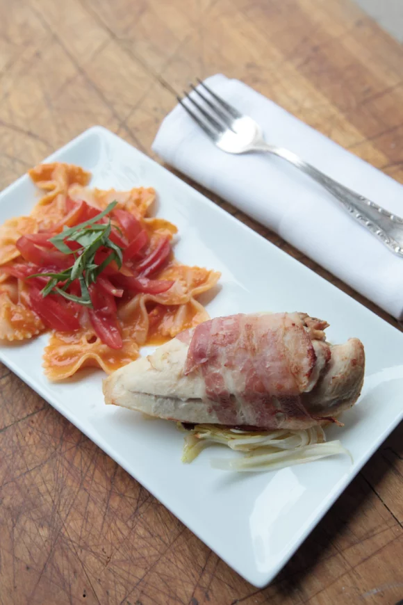 Gestoomde kip met gorgonzola