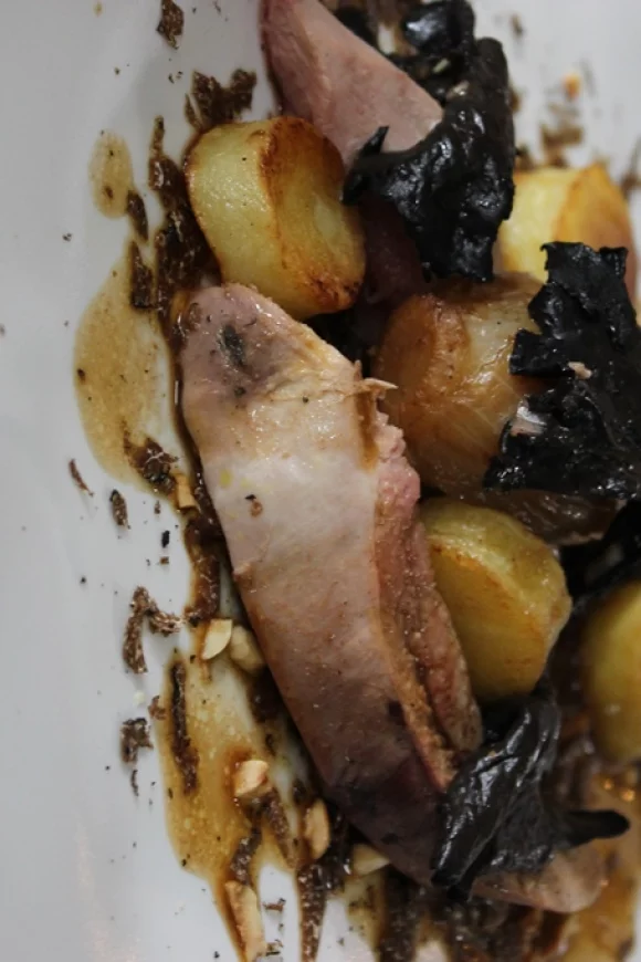 Fazant met champignons, witloof en truffel