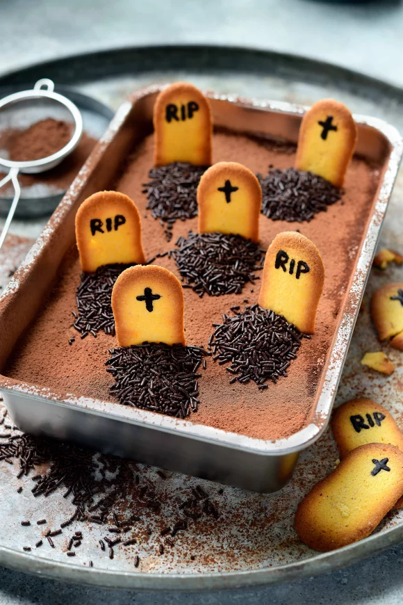 Halloween kerkhof tiramisu