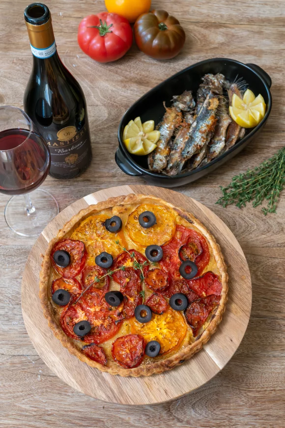 Tomatentaart met sardines 