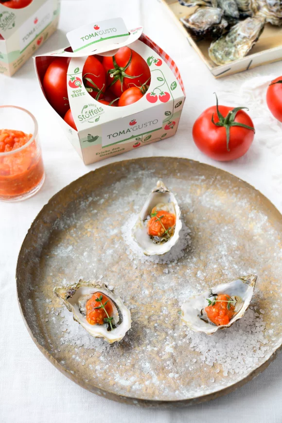 Oesters met tomatencompote