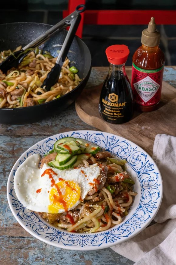 Udon noedels met steak