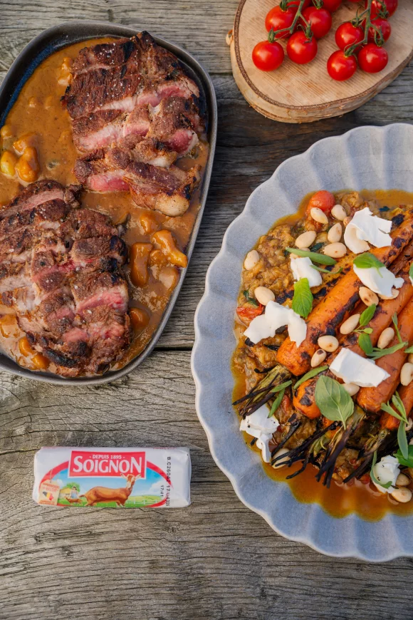 Spiering Blackwell style met zaalouk en geroosterde wortelen 