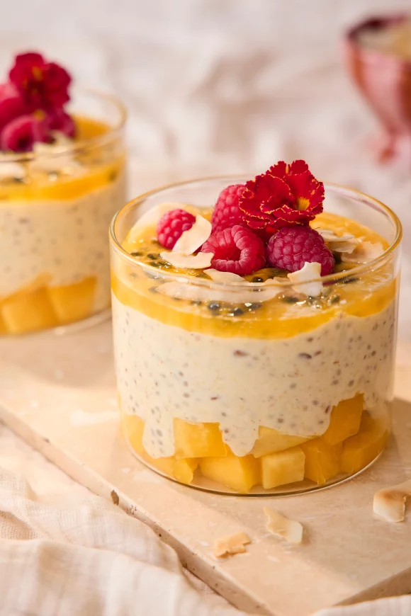 Mango-passievrucht overnight oats