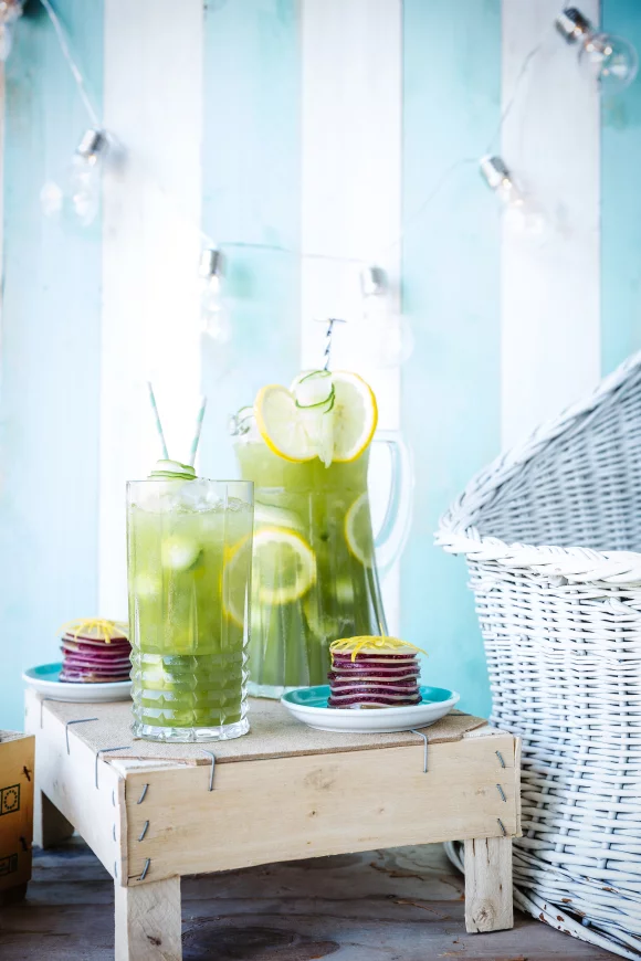 Cucumber lemonade & Millefeuille van biet en comté