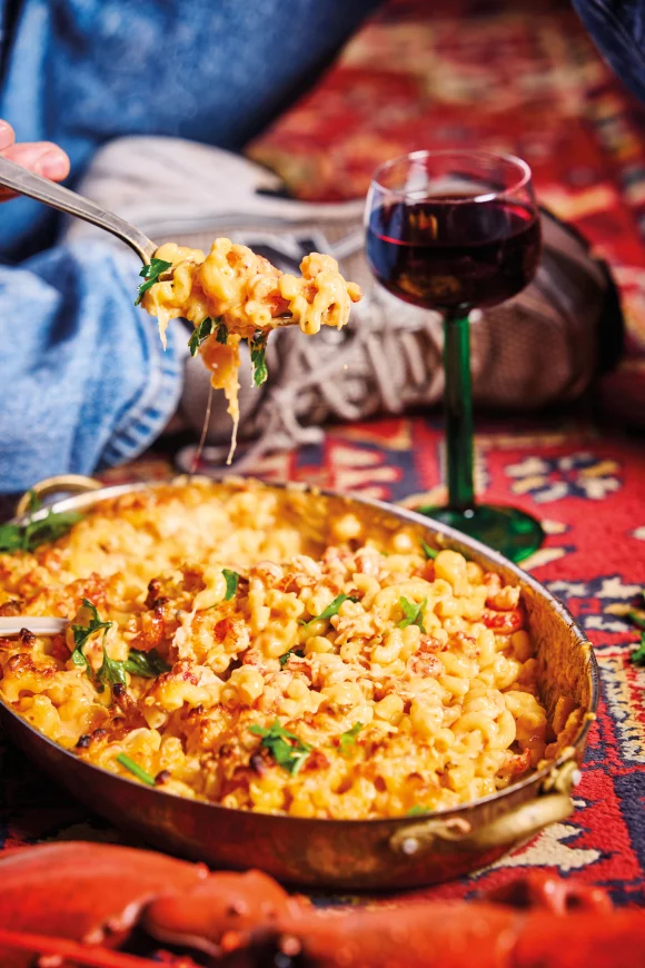 Mac & cheese deluxe met rivierkreeftjes