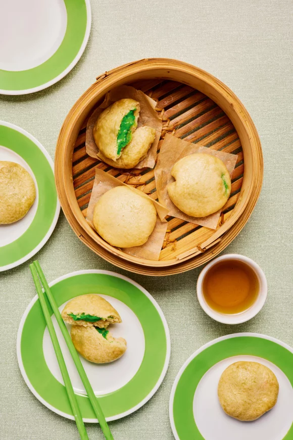 Zoete dim-sum met pandancustard