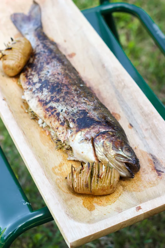 Zalmforel met aardappeltjes