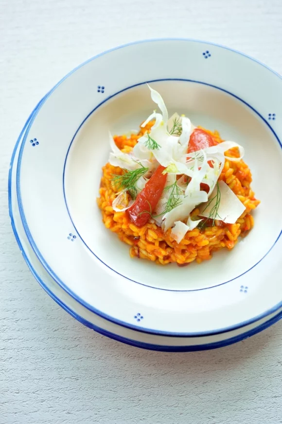 Tomatenrisotto met venkel en saffraan